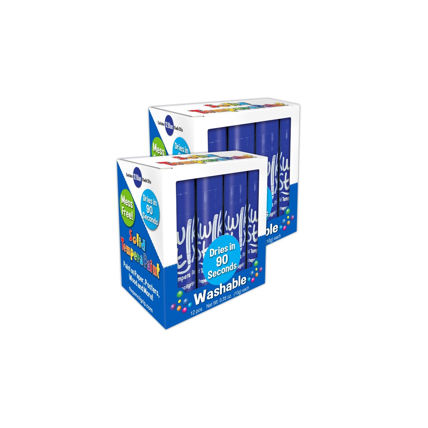 Kwik Stix™ Solid Tempera Paint Sticks, Single Color Pack, Blue, 12 Per Pack, 2 Packs
