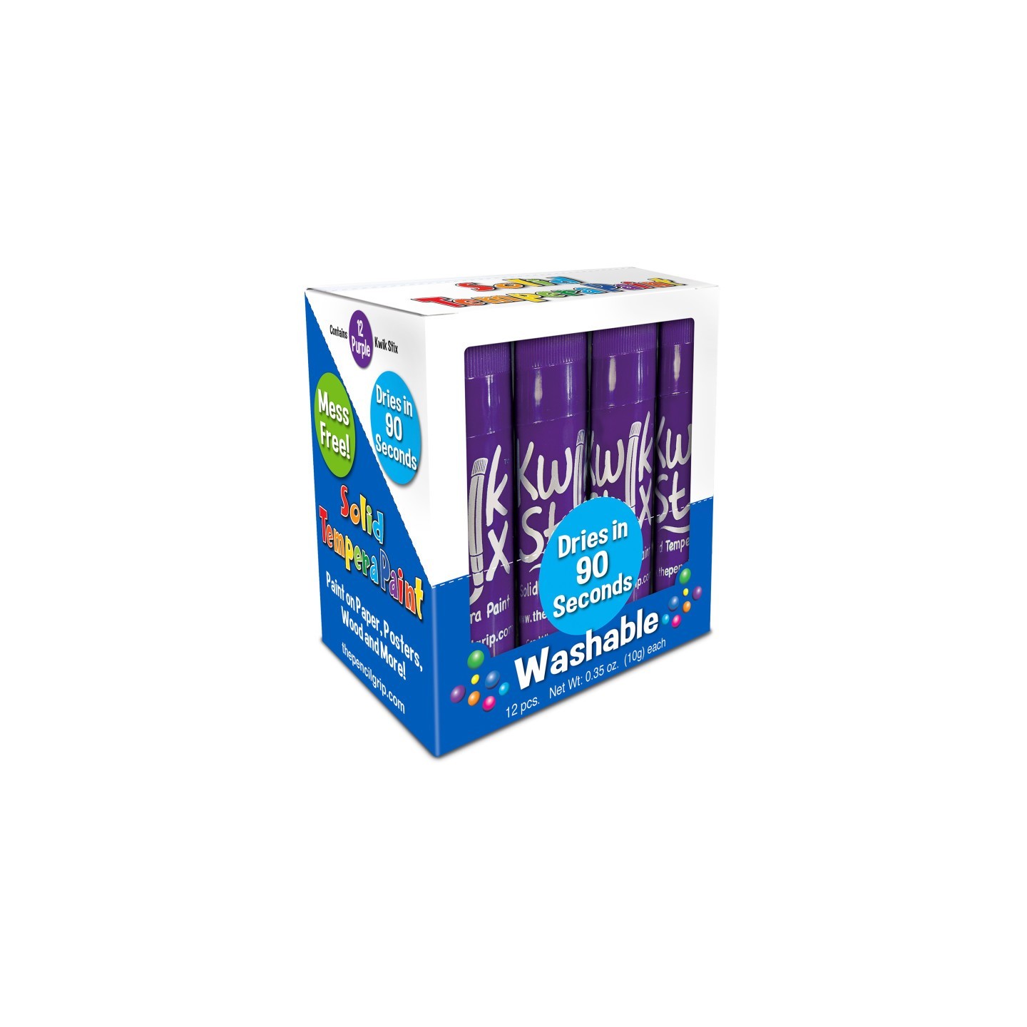 Kwik Stix™ Solid Tempera Paint Sticks, Single Color Pack, Purple, Pack of 12