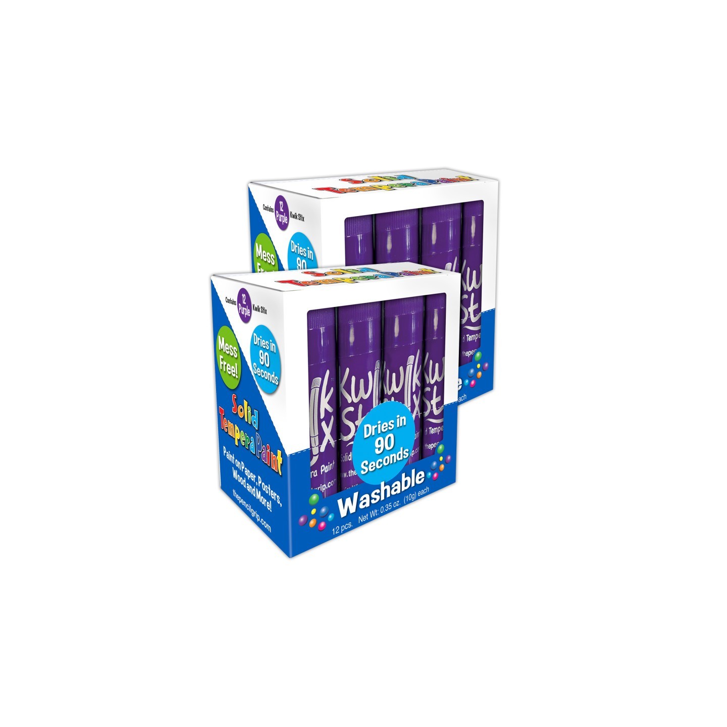 Kwik Stix™ Solid Tempera Paint Sticks, Single Color Pack, Purple, 12 Per Pack, 2 Packs