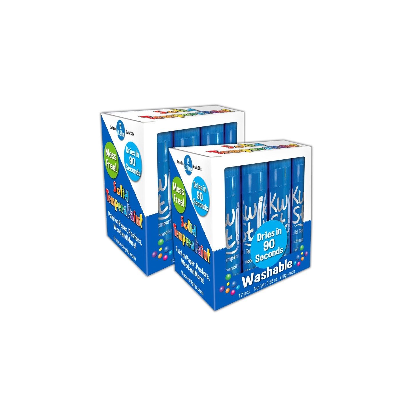 Kwik Stix™ Solid Tempera Paint Sticks, Single Color Pack, Light Blue, 12 Per Pack, 2 Packs