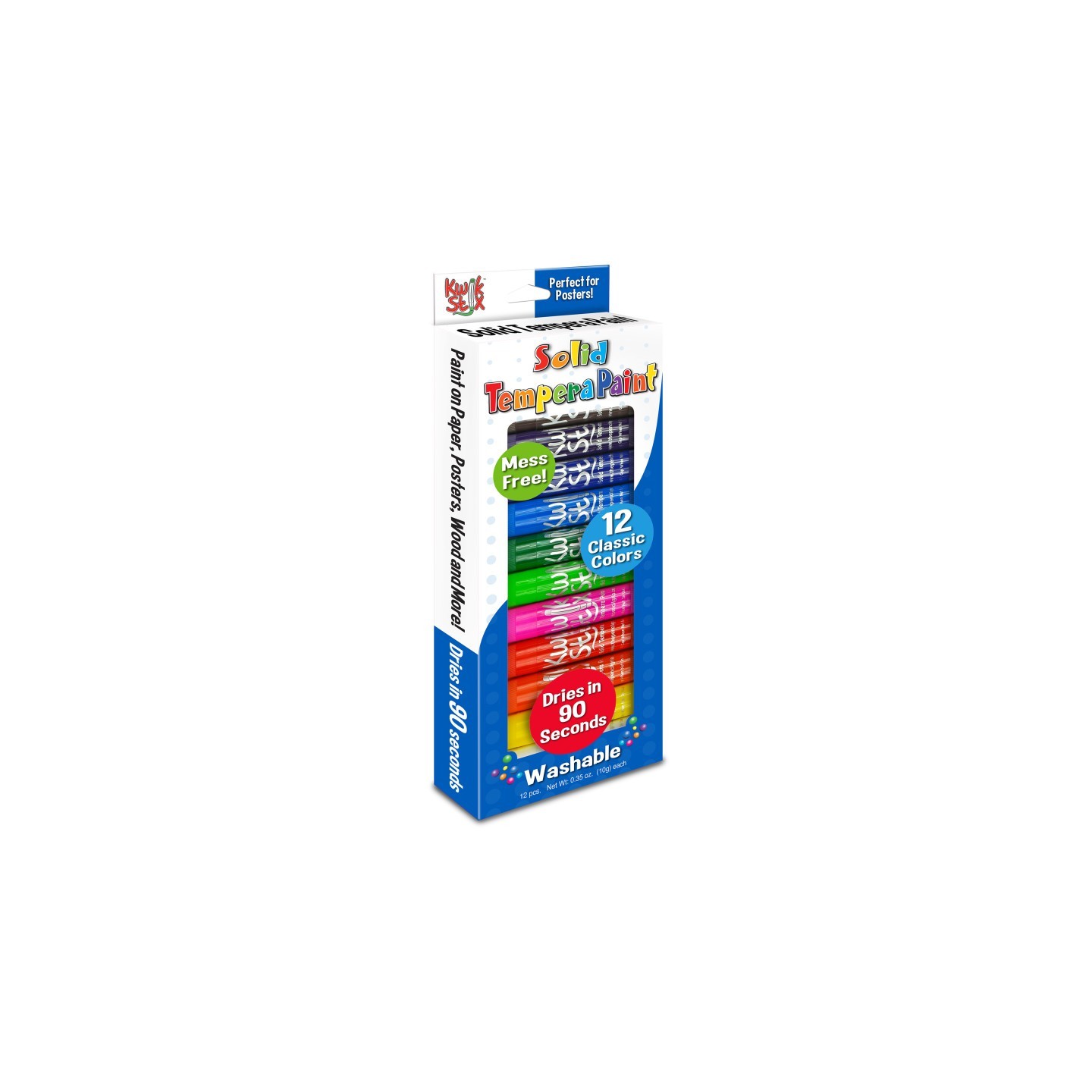 Kwik Stix™ Solid Tempera Paint Stick, 12 Primary Colors