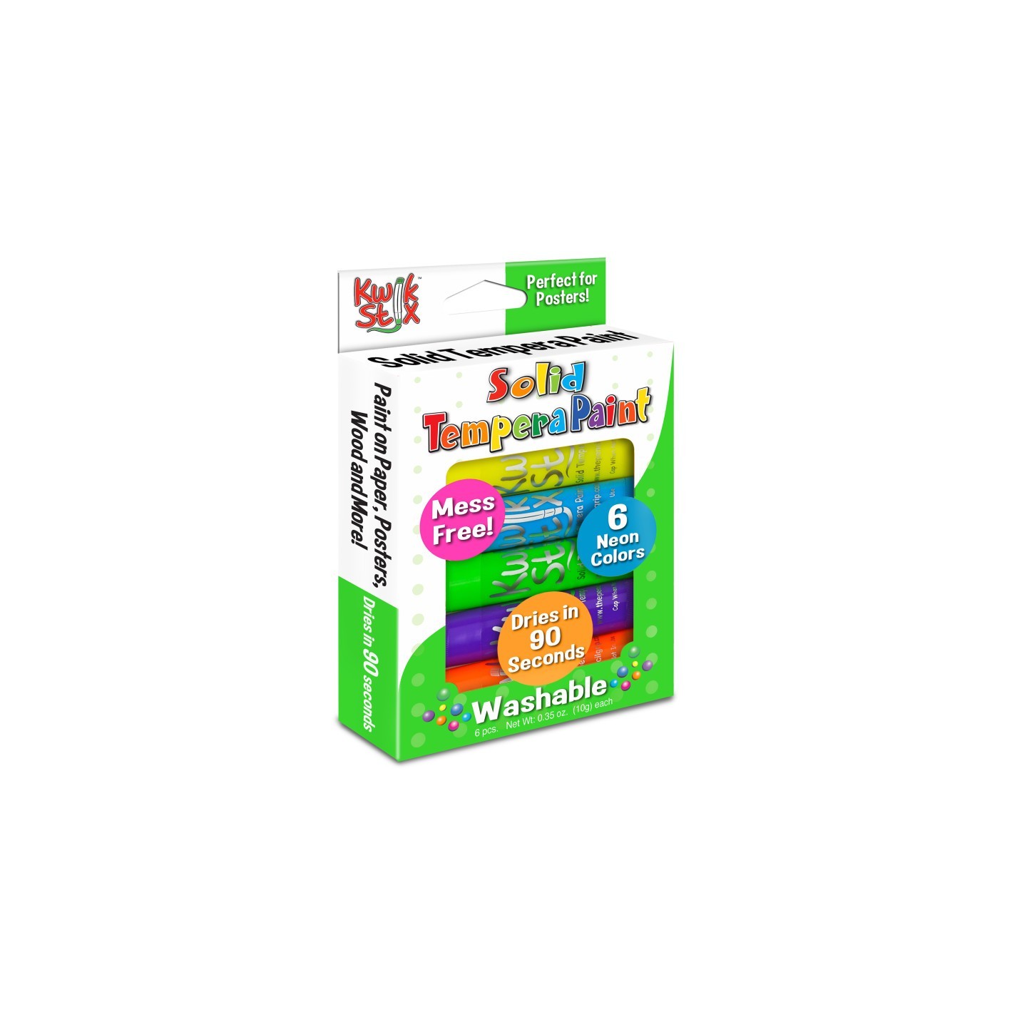 Kwik Stix™ Solid Tempera Paint Stick, Neon Colors, 6 Count