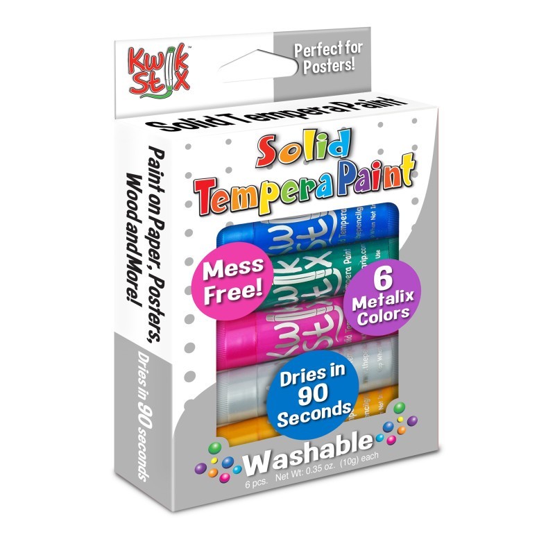 Kwik Stix™ Solid Tempera Paint Stick, Metallic Colors, 6 Count