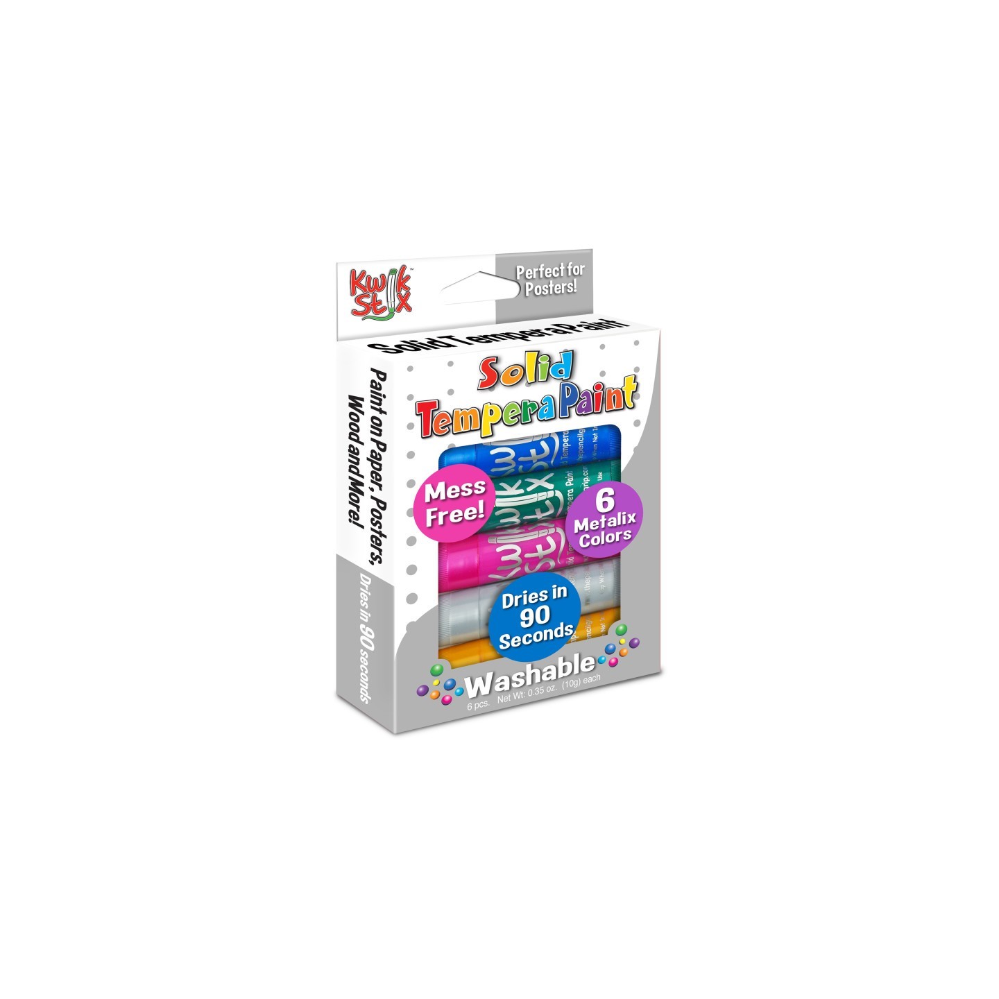 Kwik Stix™ Solid Tempera Paint Stick, Metallic Colors, 6 Count