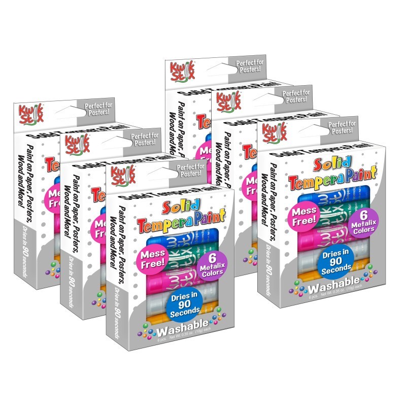 Kwik Stix™ Solid Tempera Paint Sticks, Metallic Colors, 6 Per Pack, 6 Packs