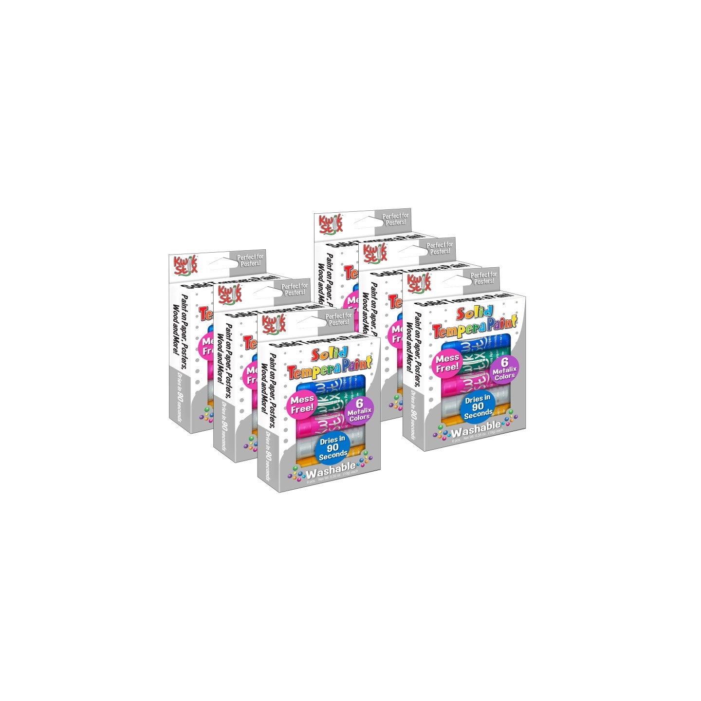 Kwik Stix™ Solid Tempera Paint Sticks, Metallic Colors, 6 Per Pack, 6 Packs