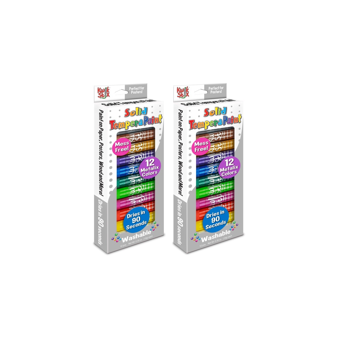 Kwik Stix™ Solid Tempera Paint Metalix, 12 Per Pack, 2 Packs