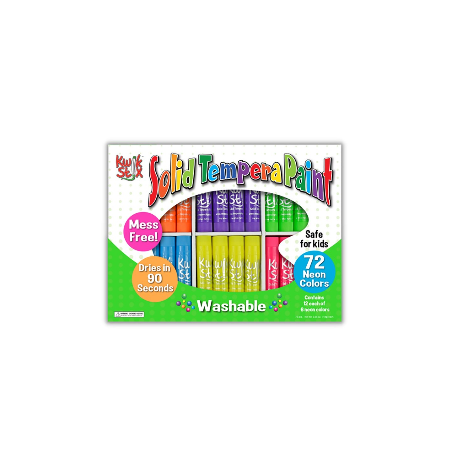 Kwik Stix™ Tempera Paint Sticks Classpack, Neon Color, Pack of 72