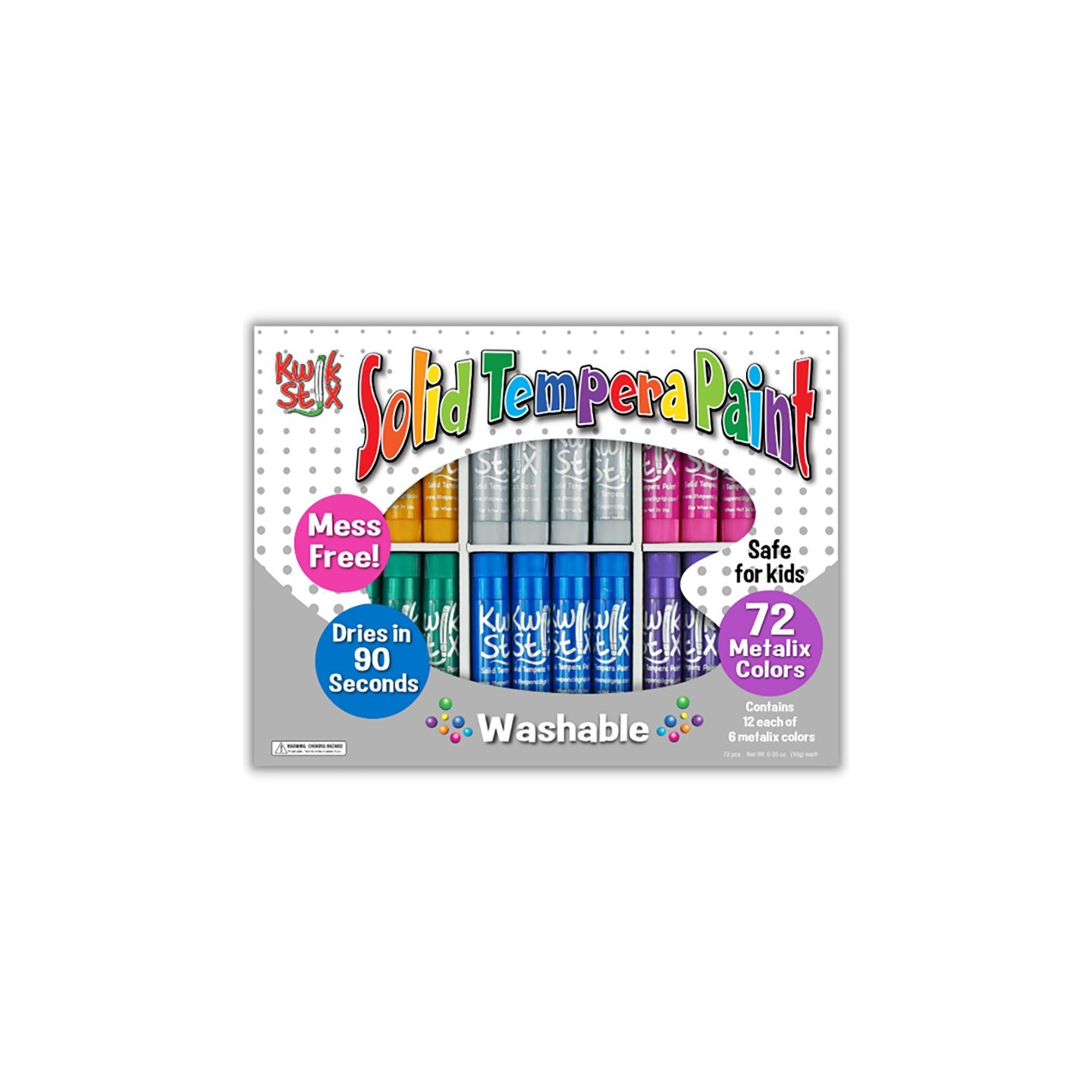 Kwik Stix™ Tempera Paint Sticks Classpack, Metalix Color, Pack of 72