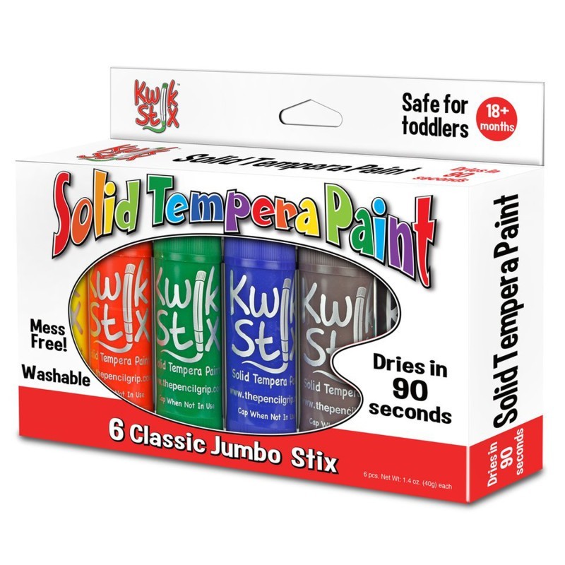 The Pencil Grip™ Jumbo Solid Tempera Paint Stick, 6 Classic Colors