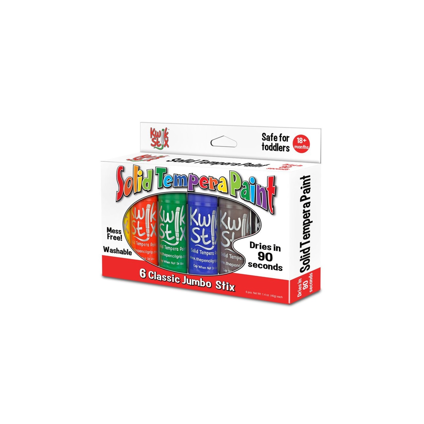 The Pencil Grip™ Jumbo Solid Tempera Paint Stick, 6 Classic Colors