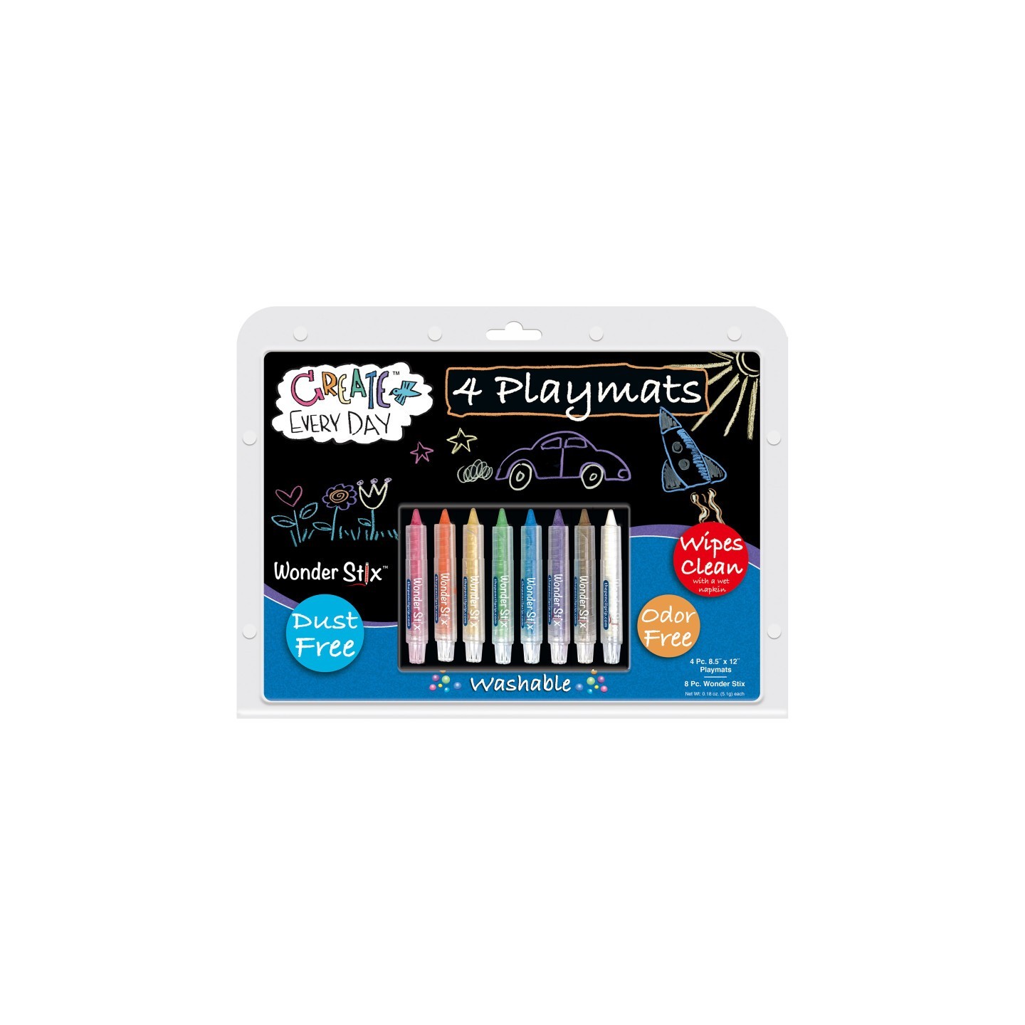 The Pencil Grip™ Black Board Playmat Kit with 8 Wonder Stix, 8-1/2" x 12", 4 Boards
