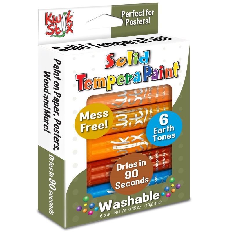 Kwik Stix™ Tempera Paint, Earth Tones, 6 Colors