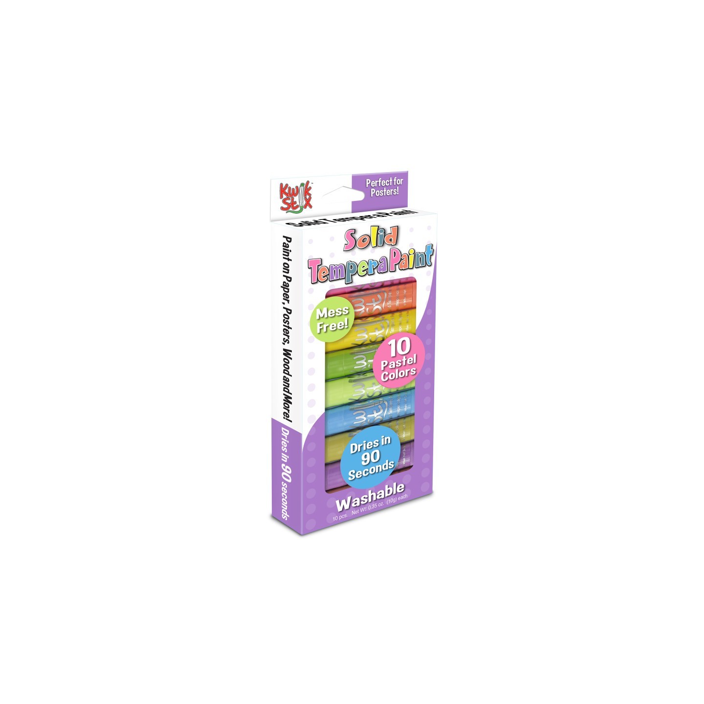 Kwik Stix™ Tempera Paint, Pastel Tones, 10 Colors