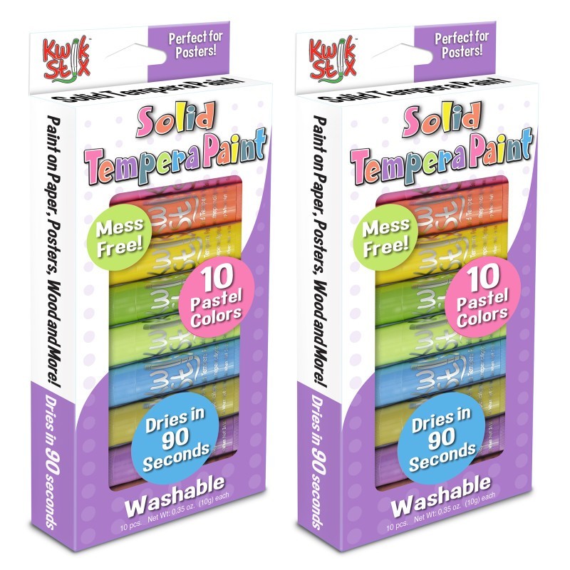 Kwik Stix™ Solid Tempera Paint, Pastel Tones, 10 Per Pack, 2 Packs
