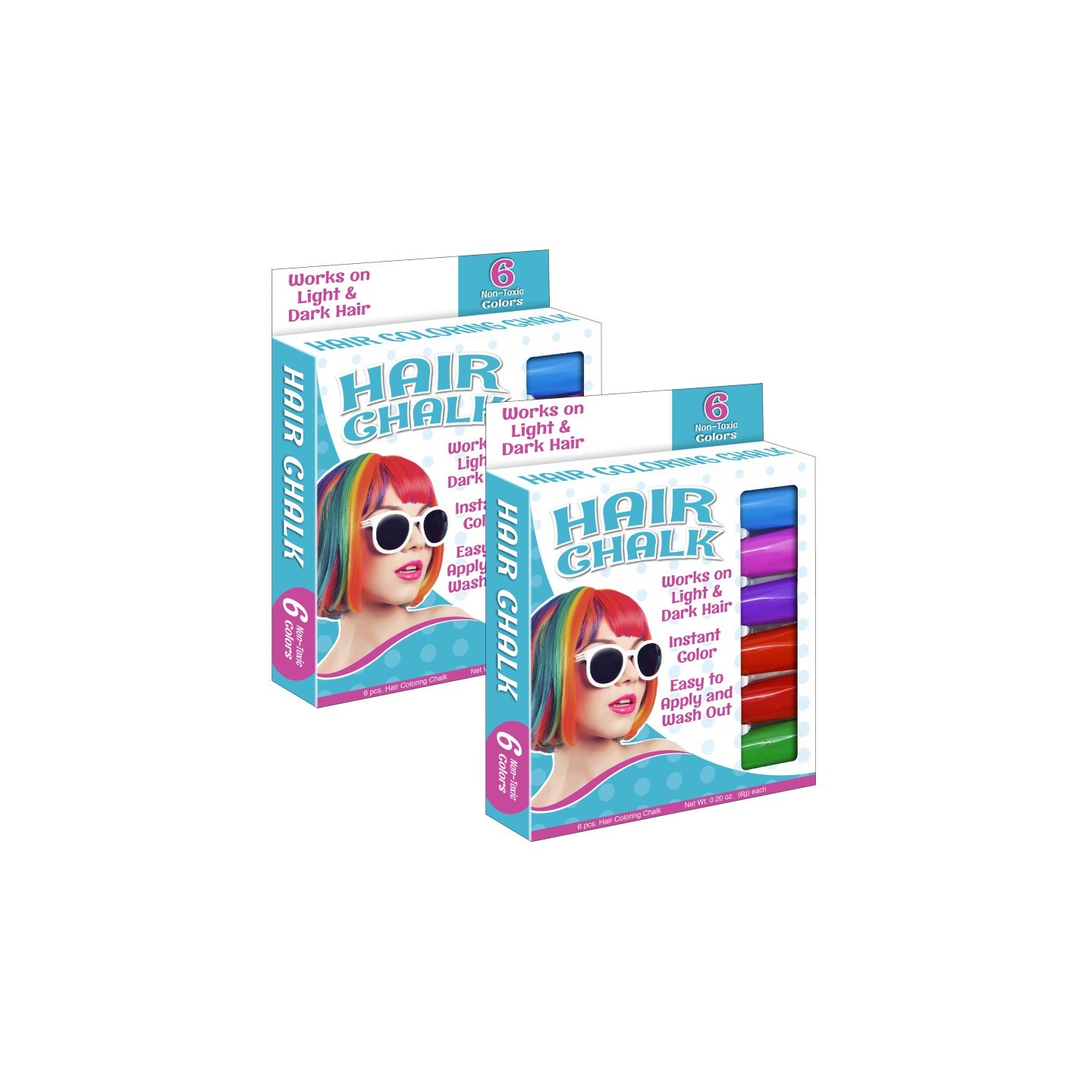 The Pencil Grip™ Hair Coloring Chalk, 6 Colors Per Pack, 2 Packs