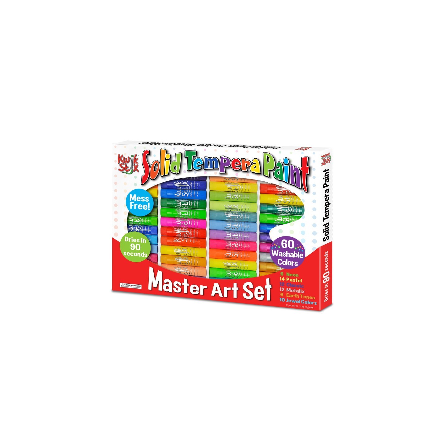 Kwik Stix™ Solid Tempera Paint, Master Art Set, 60 Colors