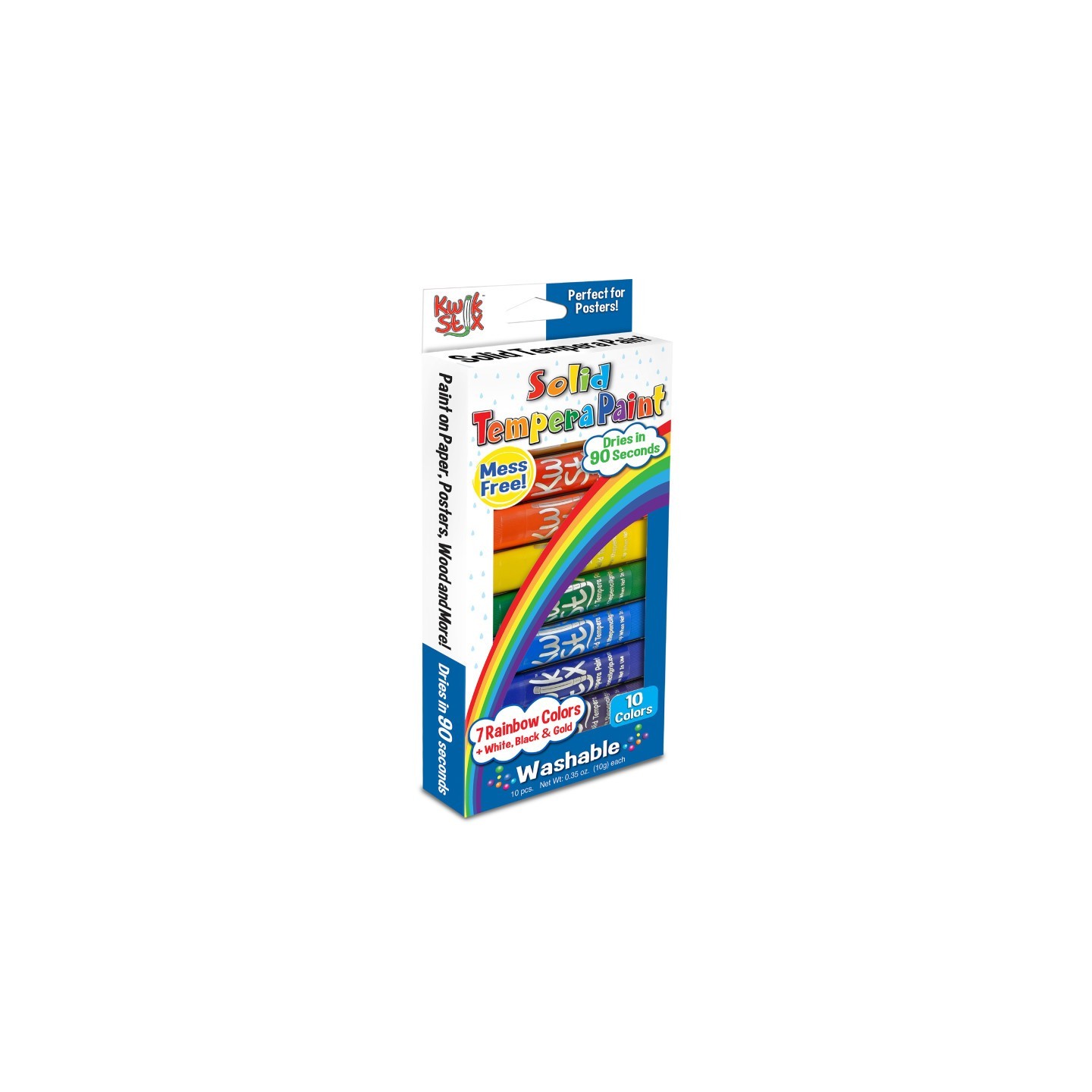 Kwik Stix™ Tempera Paint Sticks, Rainbow Colors, Pack of 10
