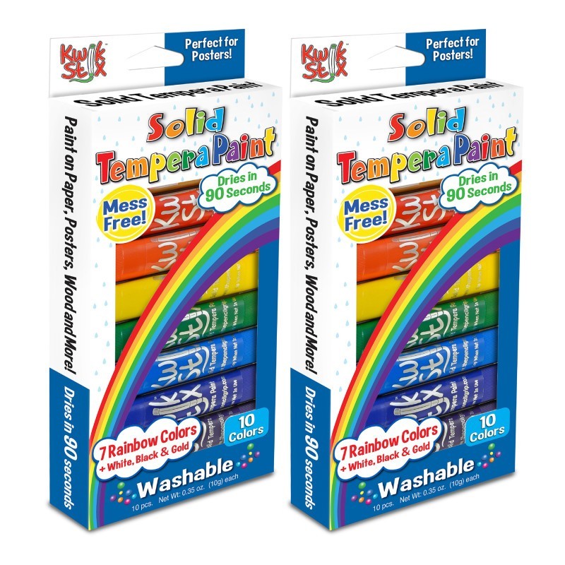 Kwik Stix™ Tempera Paint Sticks, Rainbow Colors, 10 Per Pack, 2 Packs