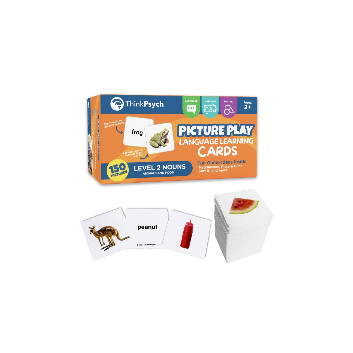 ThinkPsych Level 2 Nouns Flash Cards - 150 Picture Cards for Speech Therapy & Autism Learning Materials