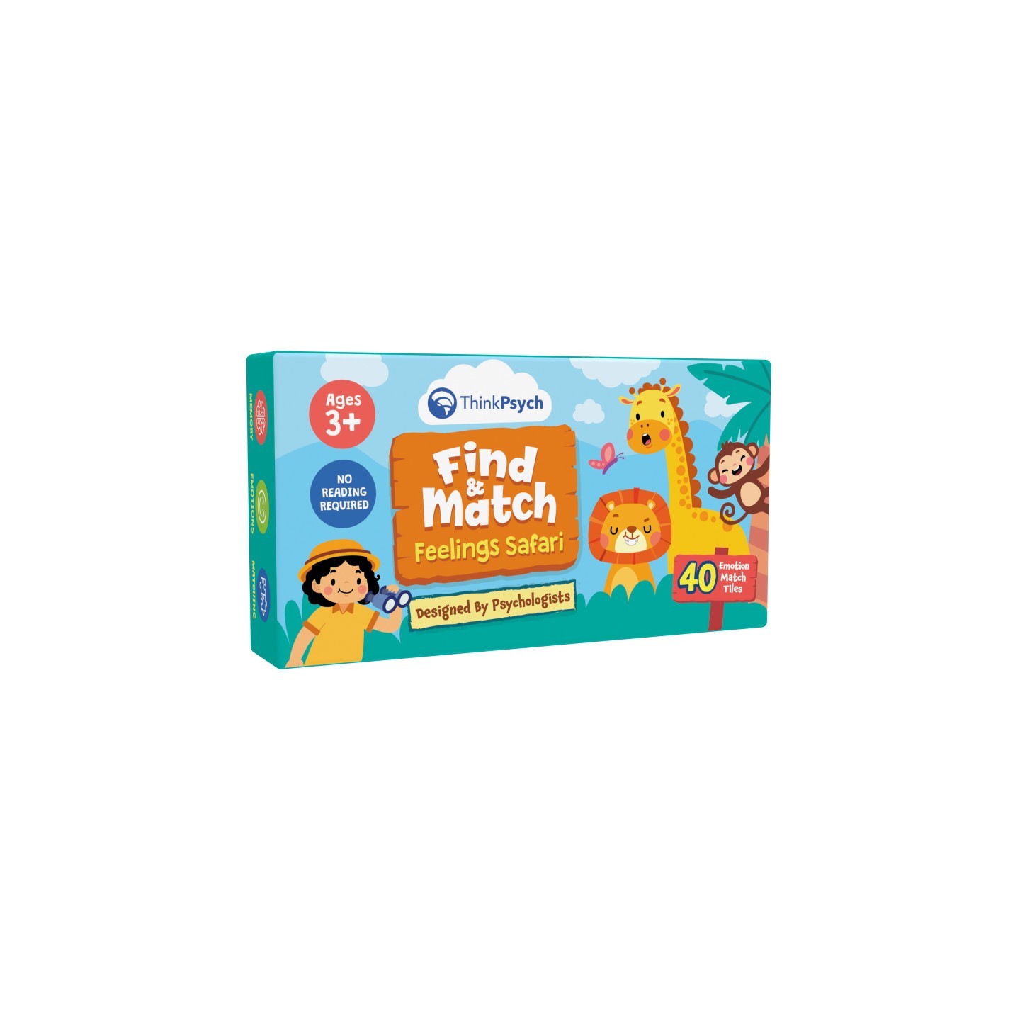 ThinkPsych Find & Match - Feelings Safari - Animals & Emotions Matching Memory Game for Kids