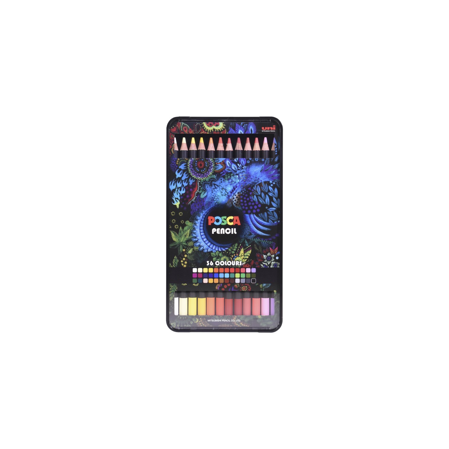 POSCA Oil-Based Colored Pencils, 4.0 mm Lead, Assorted Colors, Set of 36