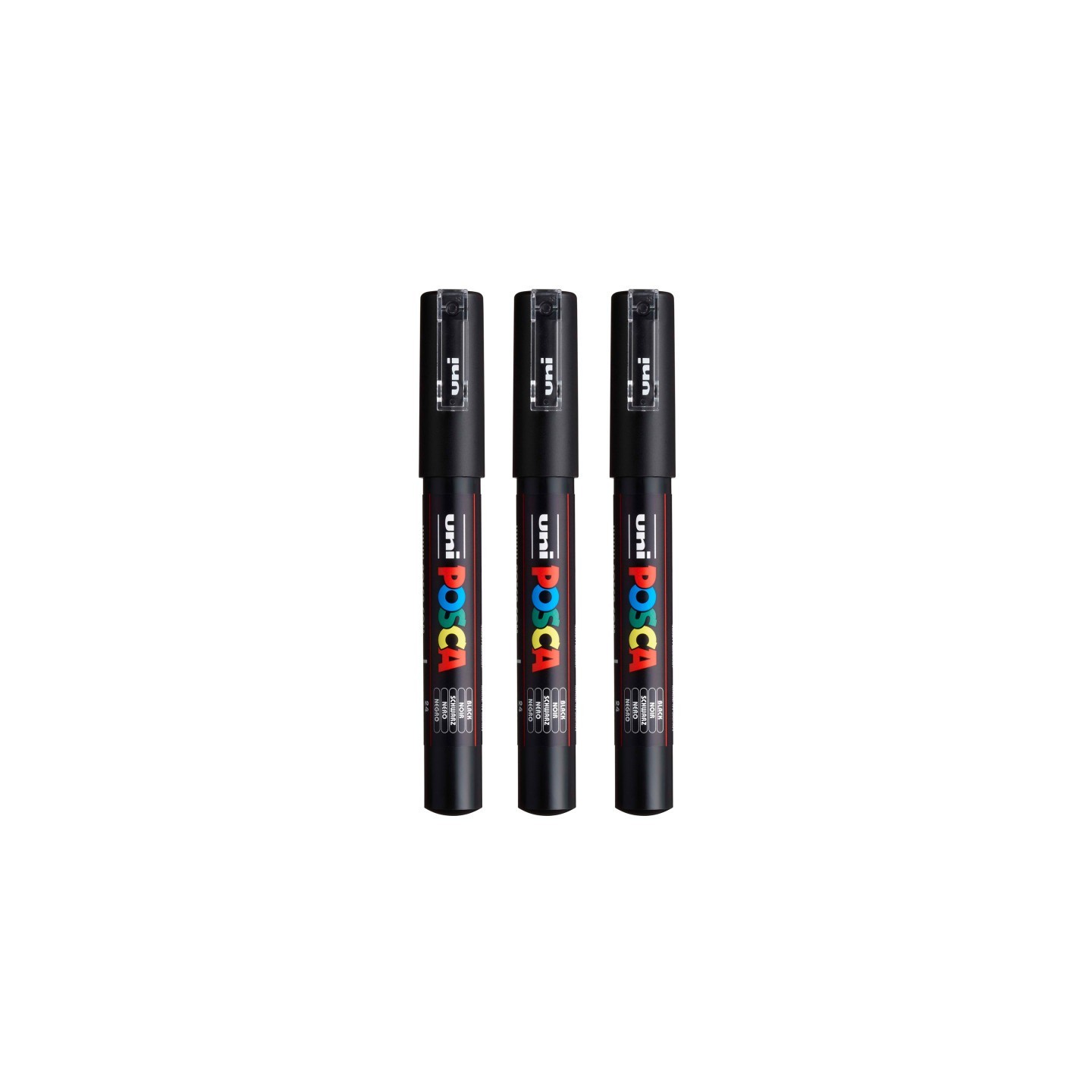 POSCA PC-1M Paint Marker, Extra Fine Bullet Tip (0.7-1.0 mm), Black, Pack of 3