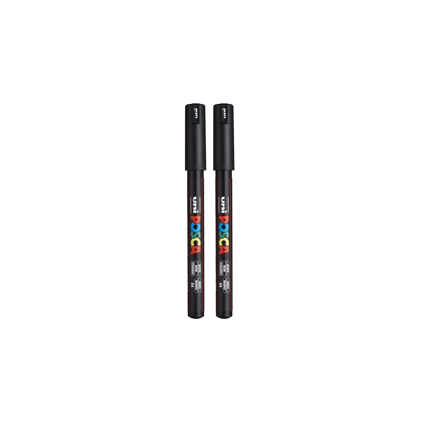 POSCA PC-1MR Paint Marker, Extra Fine Pin Tip (0.7 mm), Black, Pack of 2