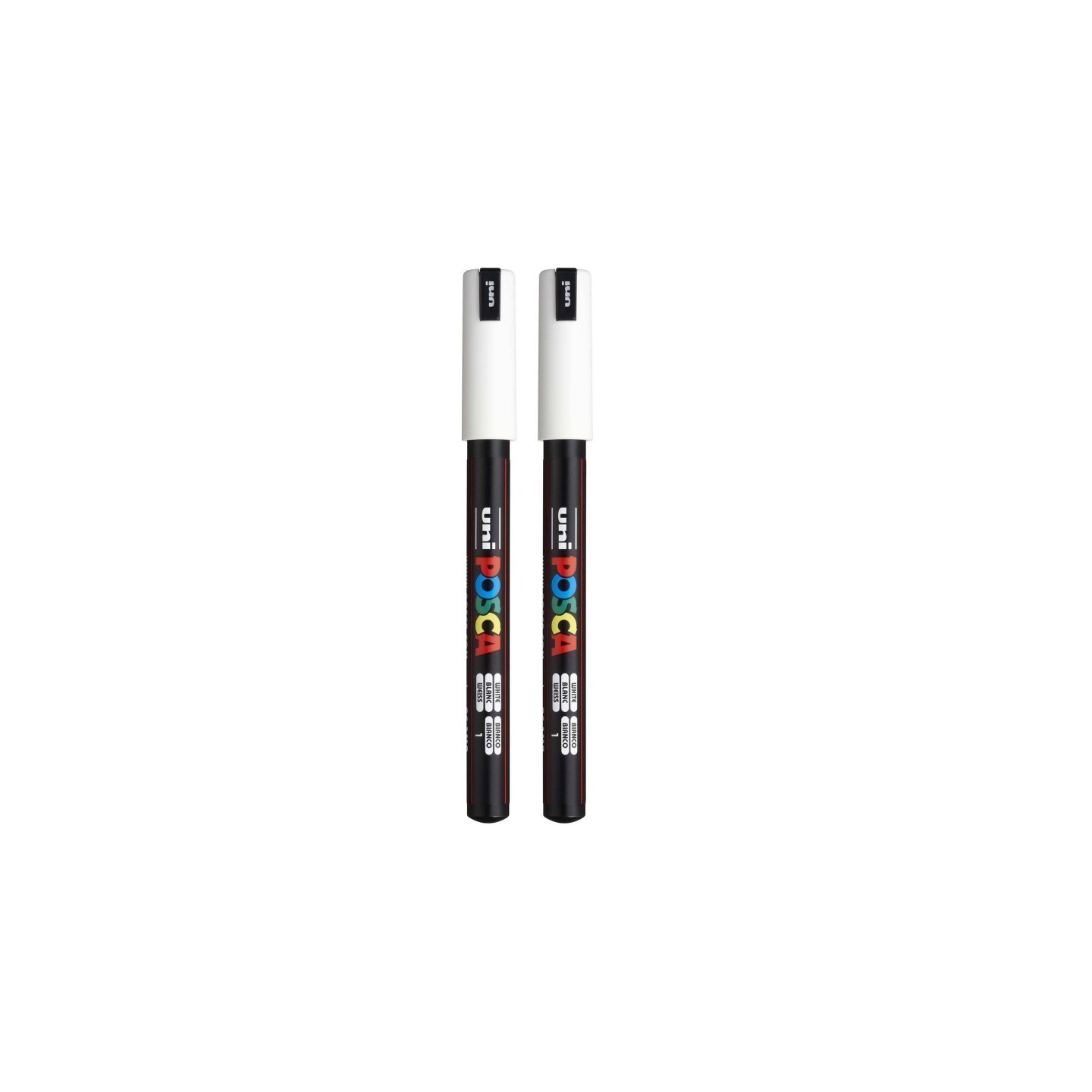 POSCA PC-1MR Paint Marker, Extra Fine Pin Tip (0.7 mm), White, Pack of 2