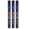 POSCA PC-3M Paint Marker, Fine Bullet Tip (0.9-1.3 mm), Blue, Pack of 3