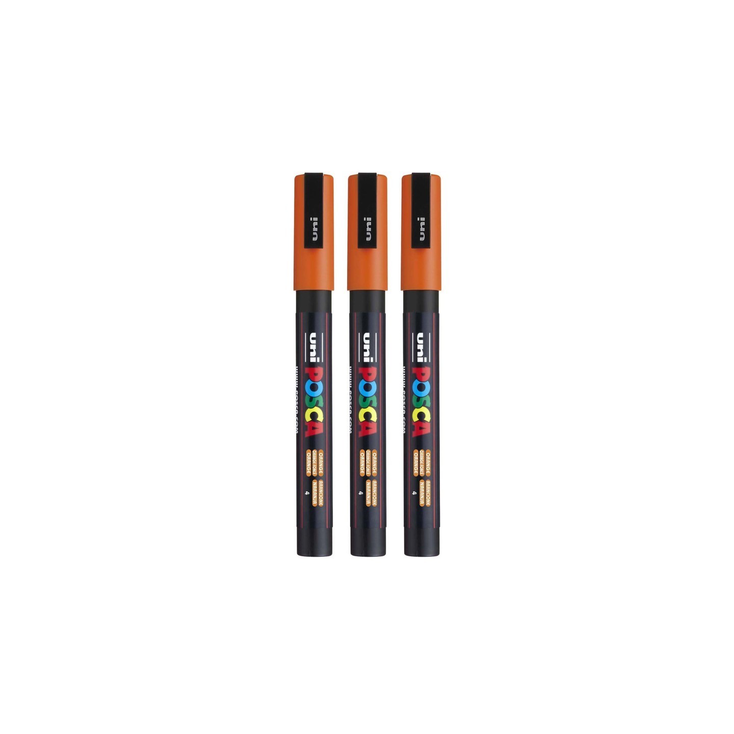 POSCA PC-3M Paint Marker, Fine Bullet Tip (0.9-1.3 mm), Orange, Pack of 3