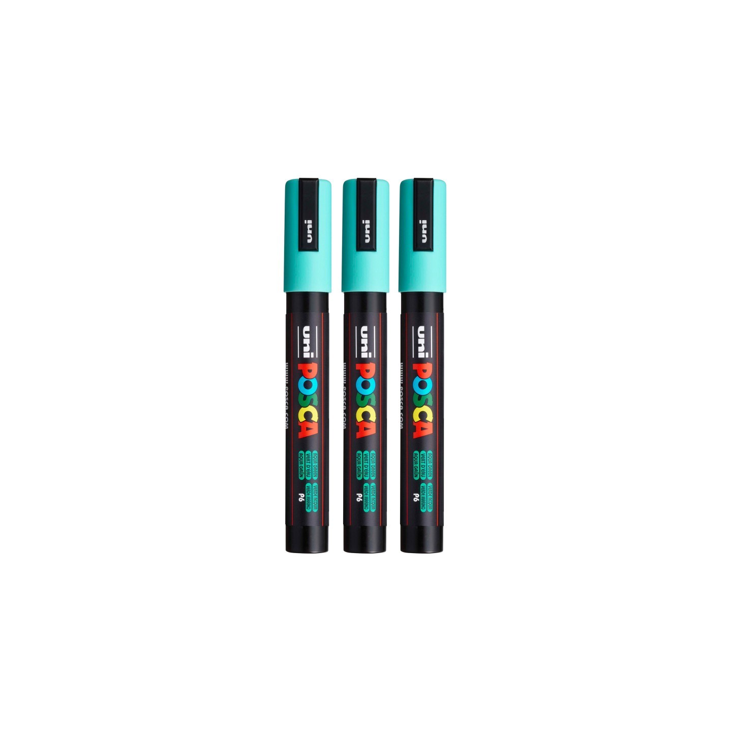 POSCA PC-5M Paint Markers, Medium Bullet Tip (1.8-2.5 mm), Aqua Green, Pack of 3