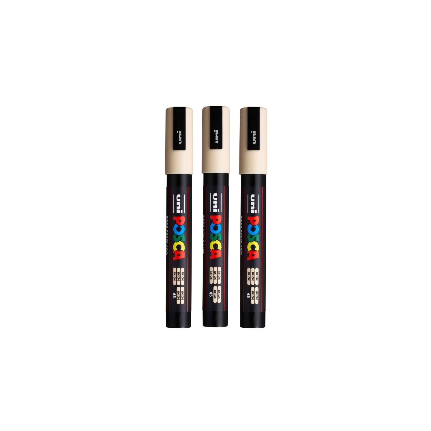 POSCA PC-5M Paint Markers, Medium Bullet Tip (1.8-2.5 mm), Beige, Pack of 3