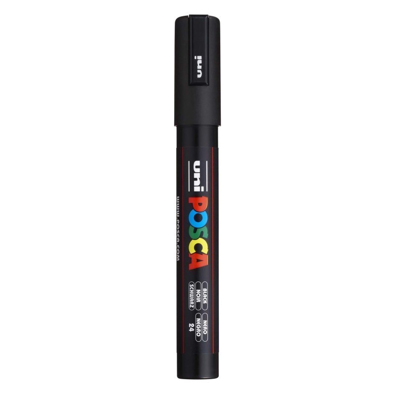 POSCA PC-5M Paint Markers, Medium Bullet Tip (1.8-2.5 mm), Black