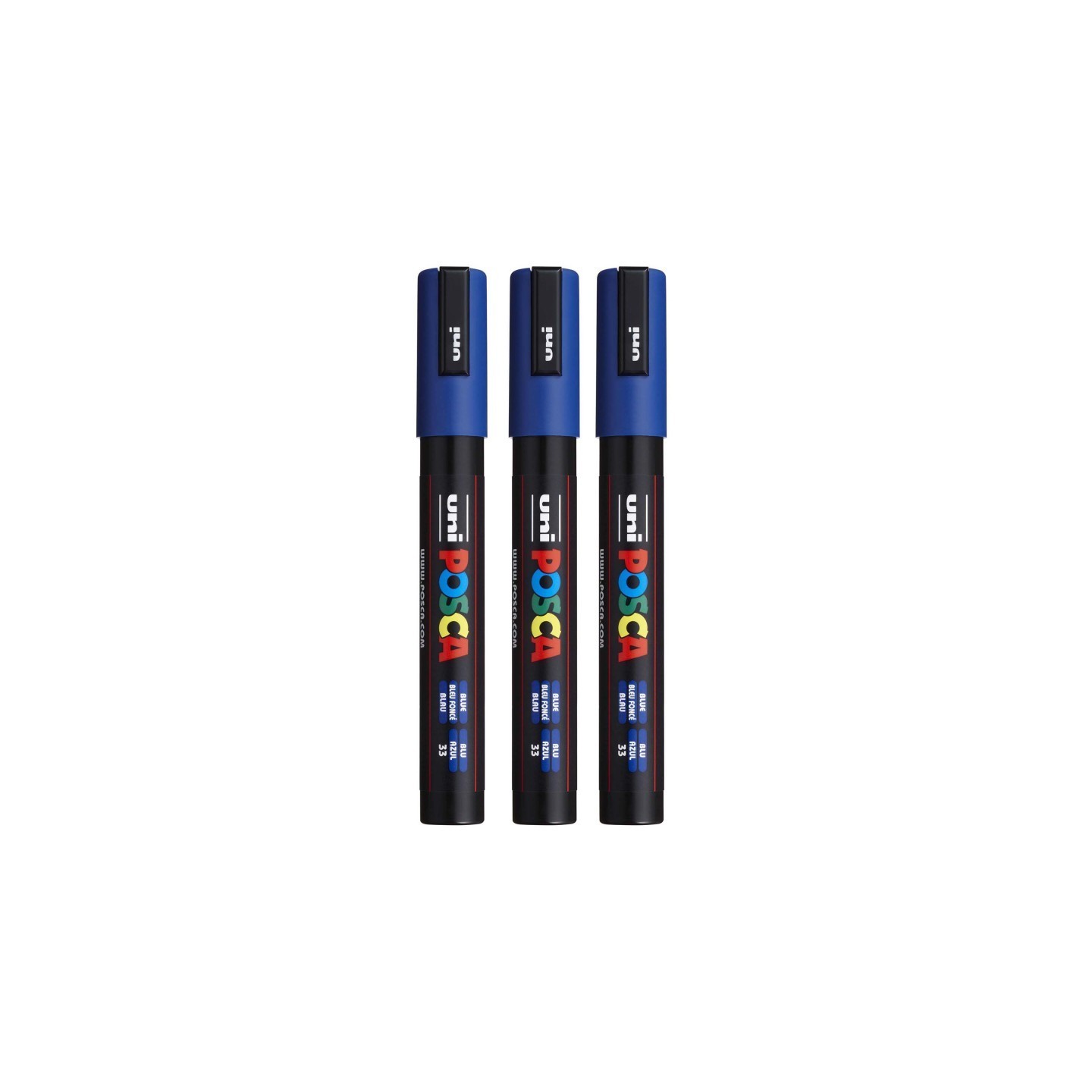 POSCA PC-5M Paint Markers, Medium Bullet Tip (1.8-2.5 mm), Blue, Pack of 3
