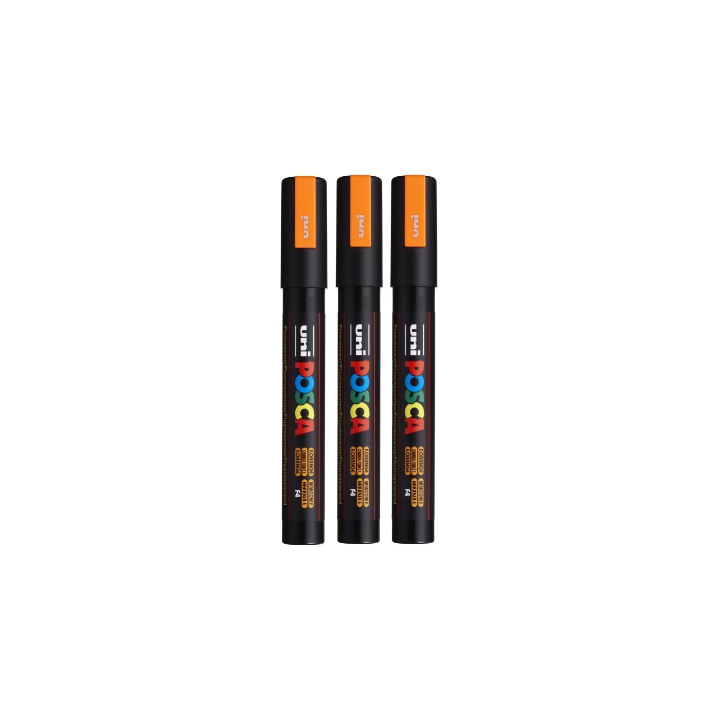 POSCA PC-5M Paint Markers, Medium Bullet Tip (1.8-2.5 mm), Fluorescent Orange, Pack of 3