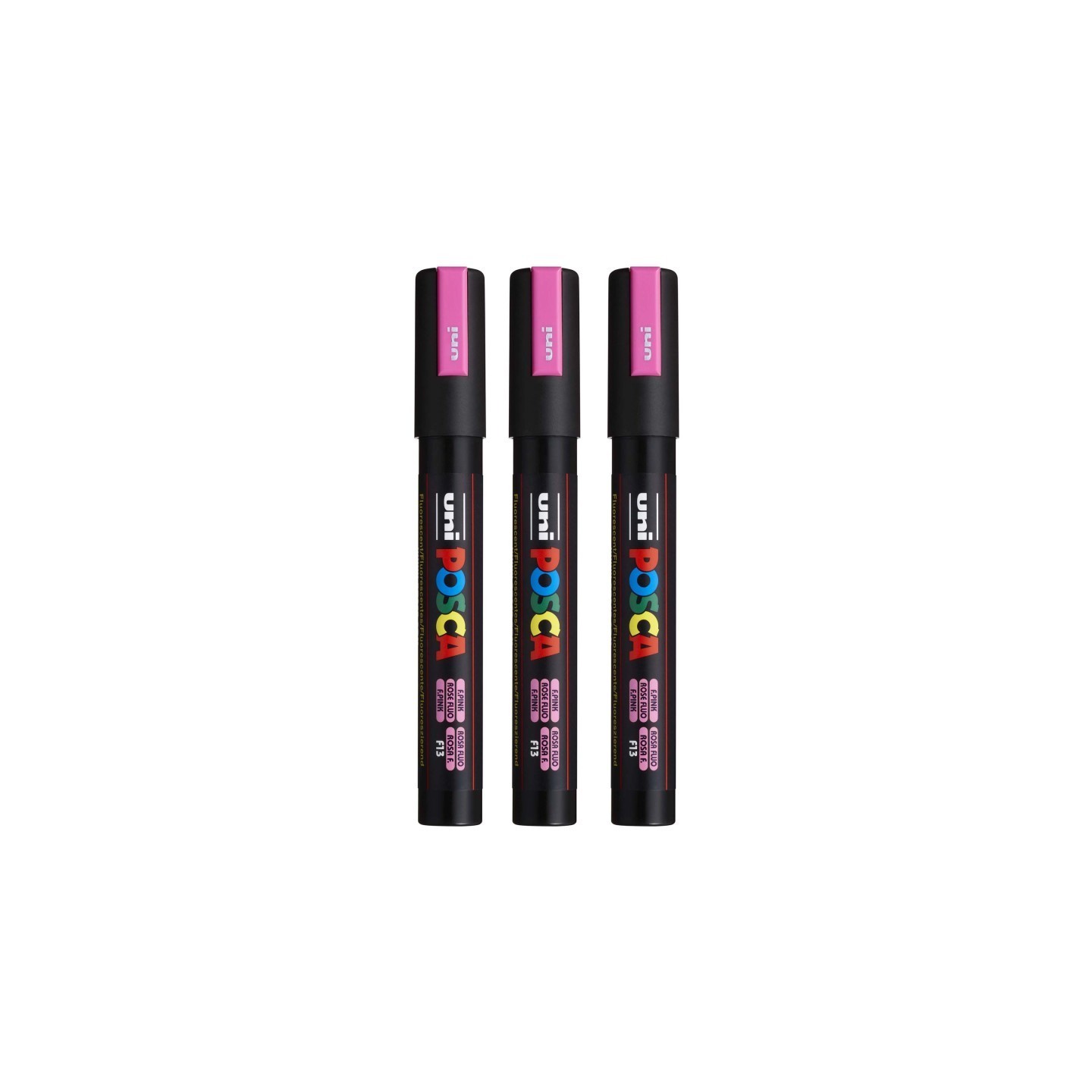 POSCA PC-5M Paint Markers, Medium Bullet Tip (1.8-2.5 mm), Fluorescent Pink, Pack of 3