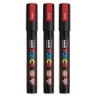 POSCA PC-5M Paint Markers, Medium Bullet Tip (1.8-2.5 mm), Fluorescent Red, Pack of 3