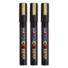 POSCA PC-5M Paint Markers, Medium Bullet Tip (1.8-2.5 mm), Gold, Pack of 3