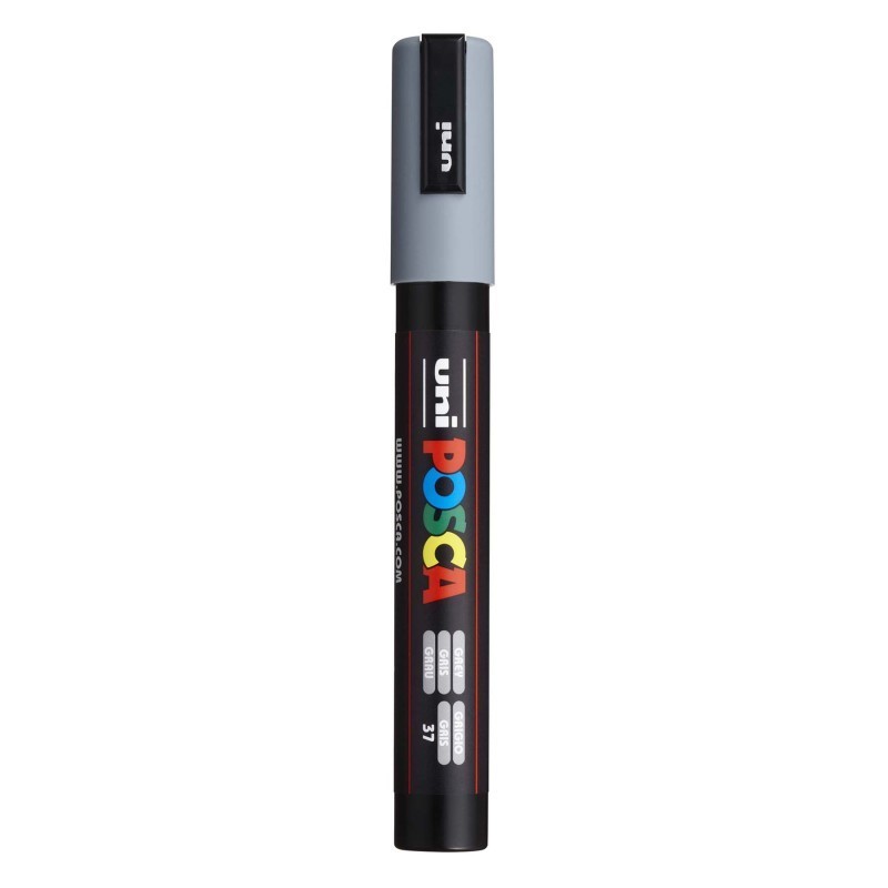 POSCA PC-5M Paint Markers, Medium Bullet Tip (1.8-2.5 mm), Grey