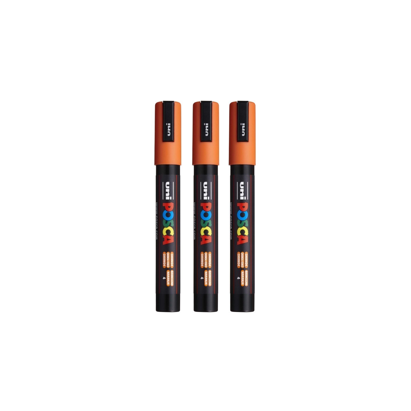 POSCA PC-5M Paint Markers, Medium Bullet Tip (1.8-2.5 mm), Orange, Pack of 3