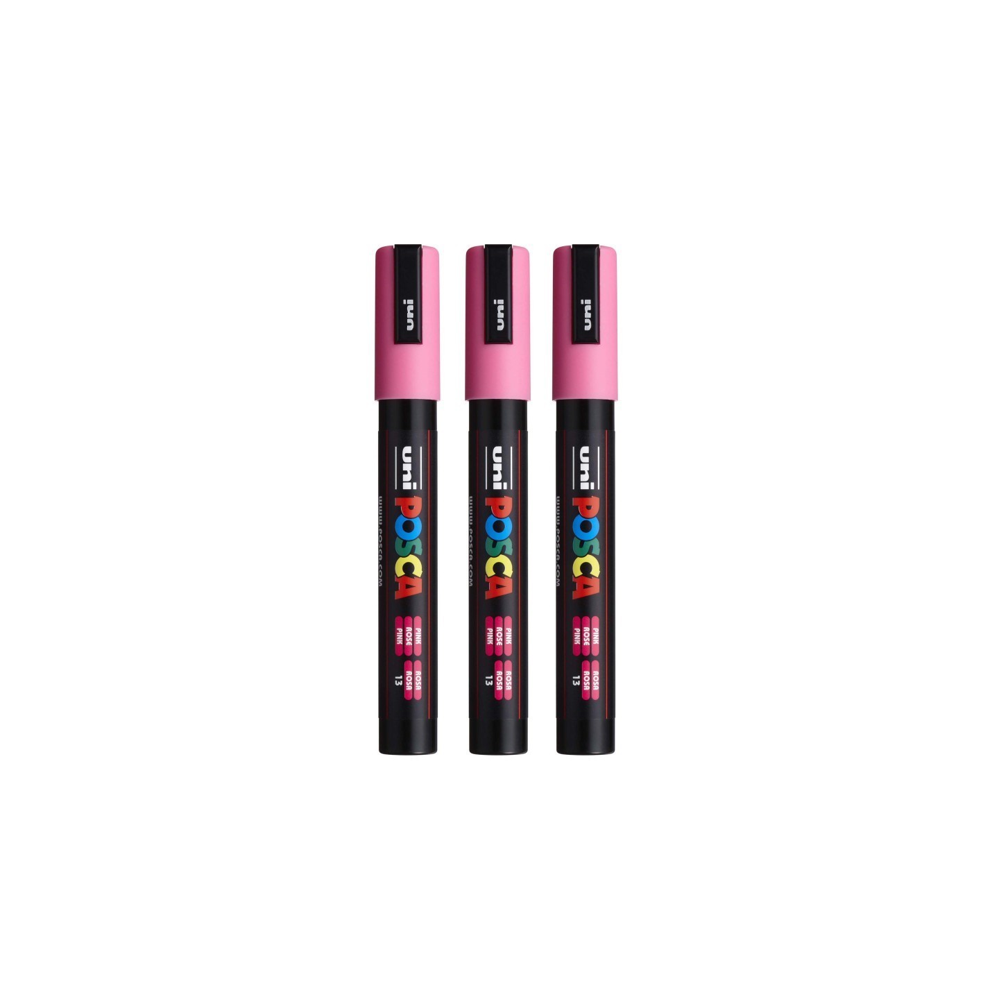 POSCA PC-5M Paint Markers, Medium Bullet Tip (1.8-2.5 mm), Pink, Pack of 3