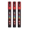 POSCA PC-5M Paint Markers, Medium Bullet Tip (1.8-2.5 mm), Red, Pack of 3
