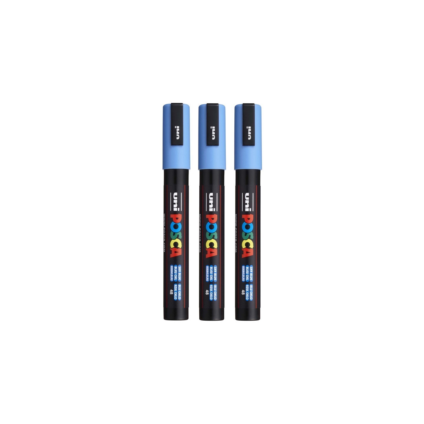 POSCA PC-5M Paint Markers, Medium Bullet Tip (1.8-2.5 mm), Sky Blue, Pack of 3