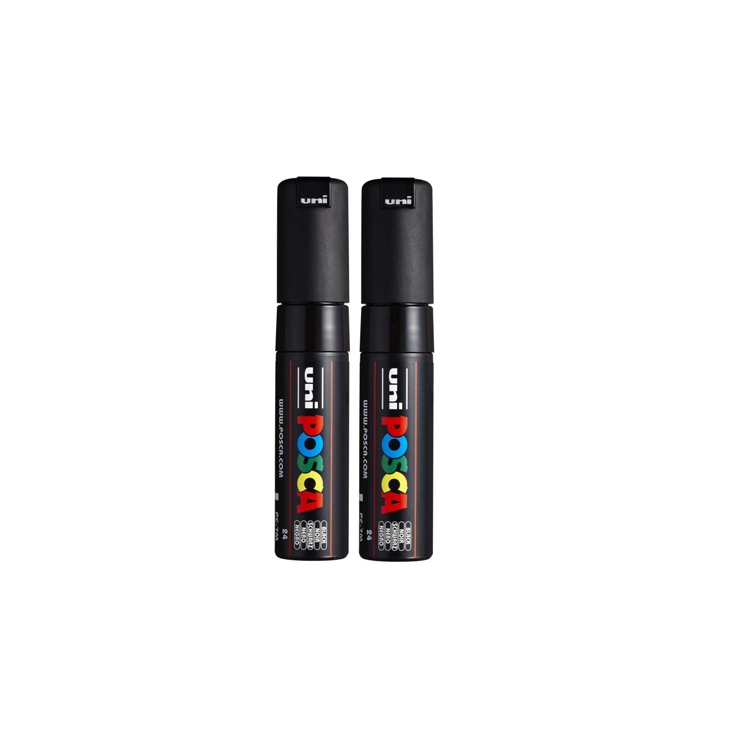 POSCA PC-7M Paint Markers, Broad Bullet Tip (4.5-5.5 mm), Black, Pack of 2