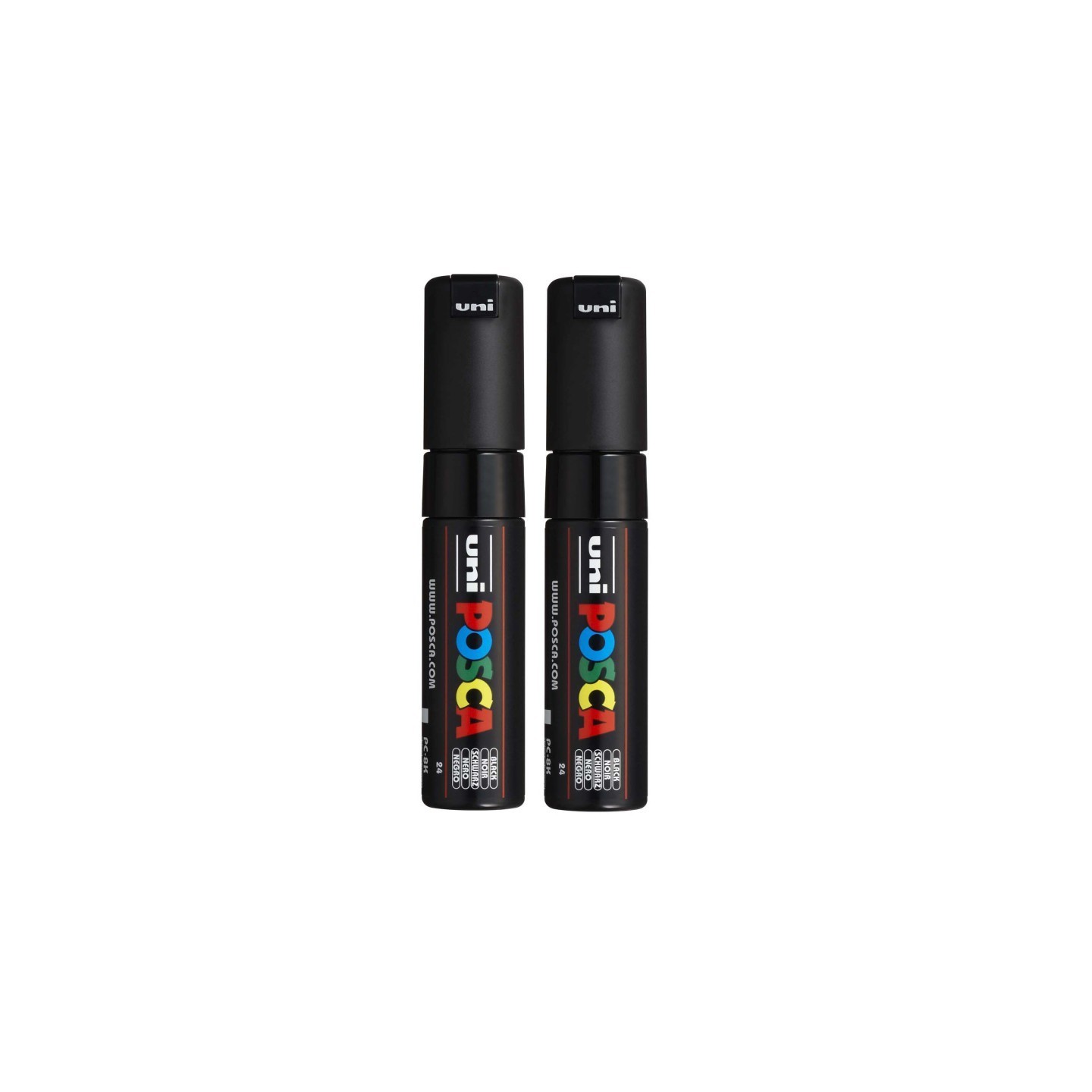 POSCA PC-8K Paint Markers, Broad Chisel Tip (8 mm), Black, Pack of 2