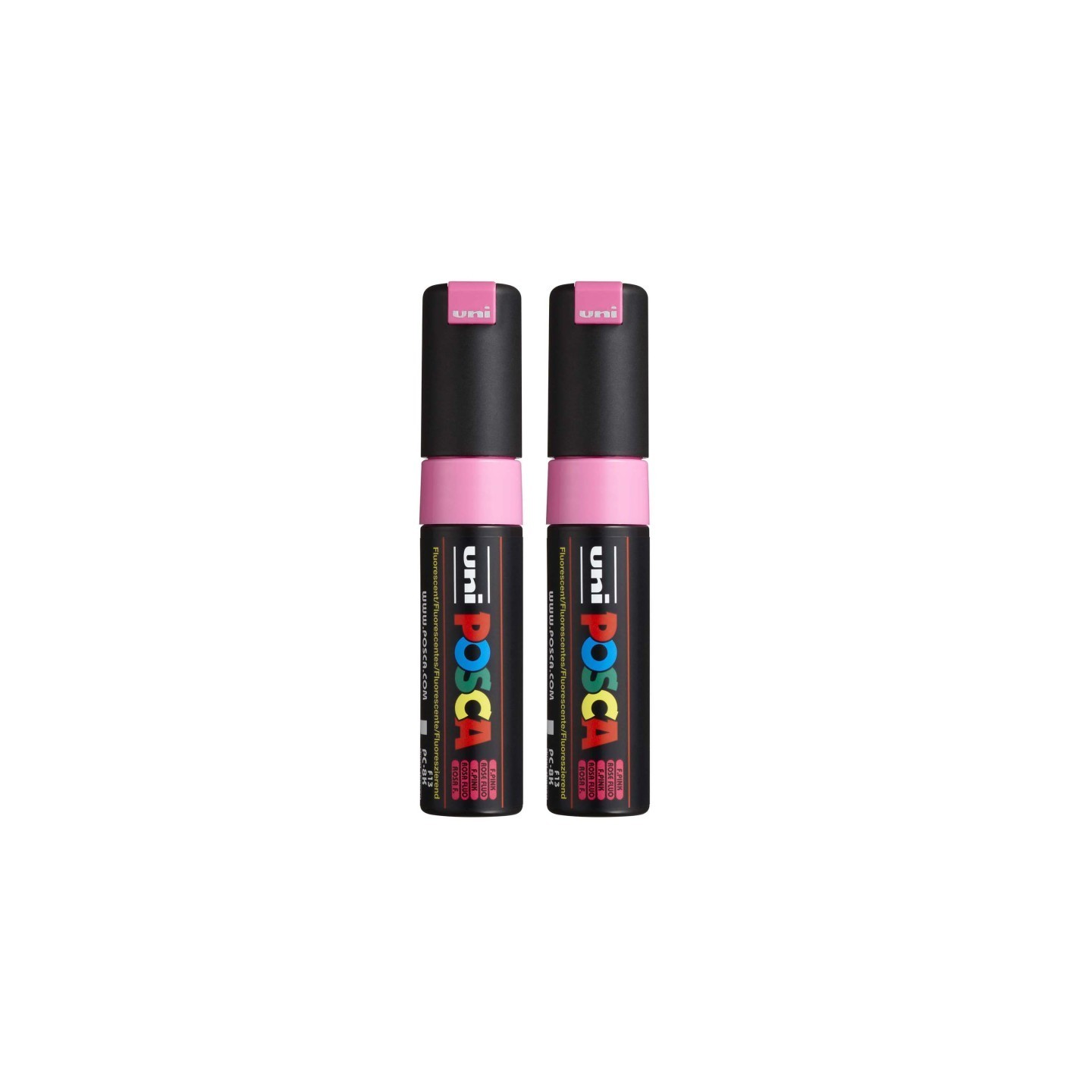 POSCA PC-8K Paint Markers, Broad Chisel Tip (8 mm), Fluorescent Pink, Pack of 2