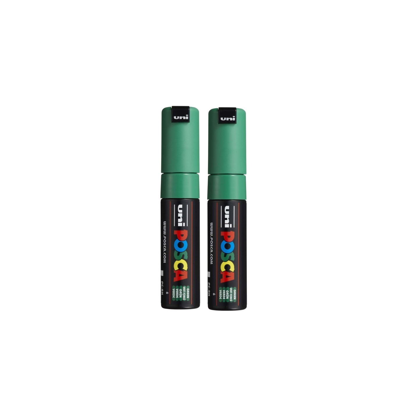 POSCA PC-8K Paint Markers, Broad Chisel Tip (8 mm), Green, Pack of 2