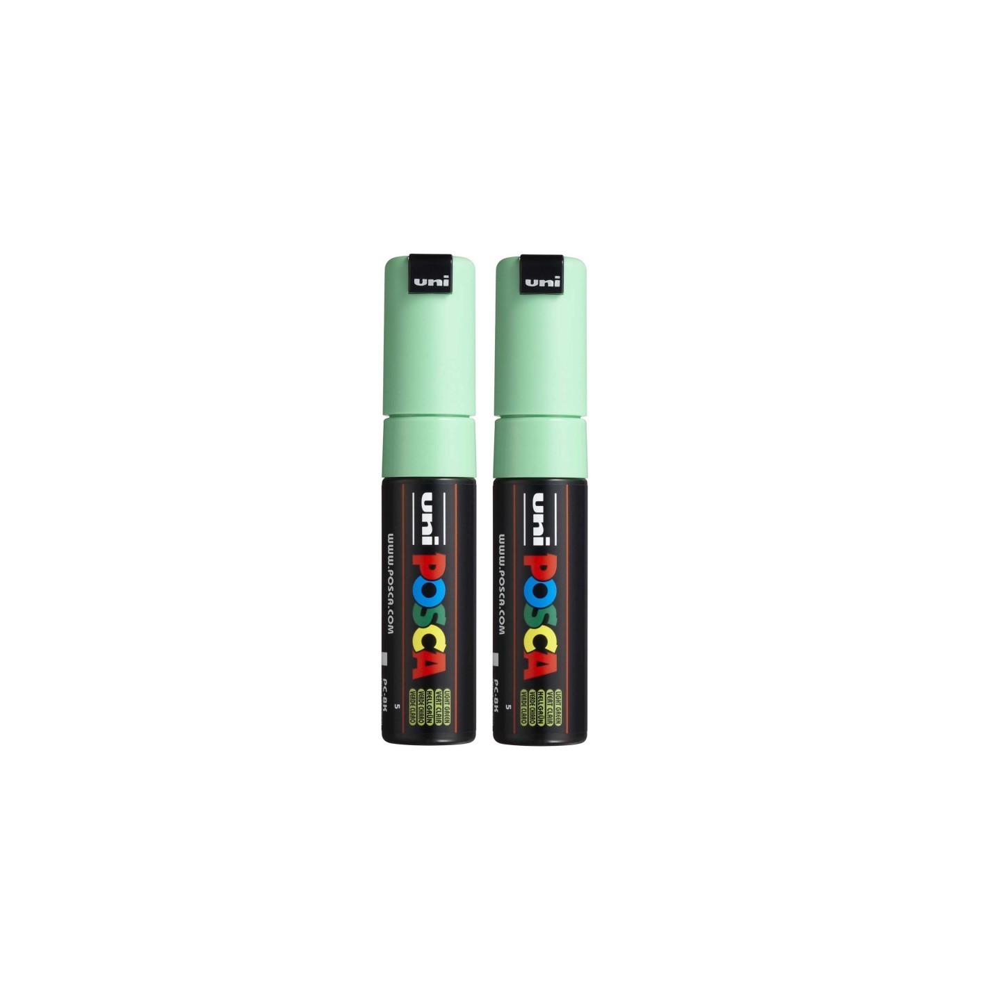 POSCA PC-8K Paint Markers, Broad Chisel Tip (8 mm), Light Green, Pack of 2