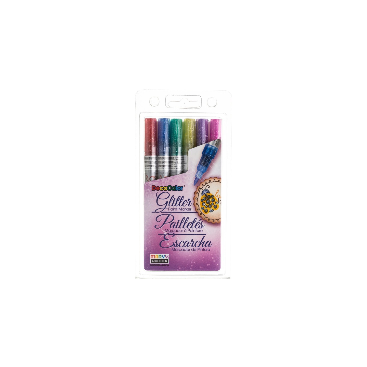 Marvy Uchida® DecoColor® Paint Markers, Glitter Colors, Set of 6